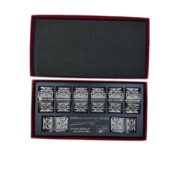 Vintage Carvel Hall Silver Tone Metal Knife Caddy/Placecard Holder 1960s - Picture 3 of 6